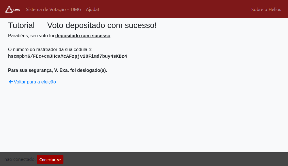 Voto depositado com sucesso